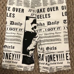 Newspaper biker shorts
